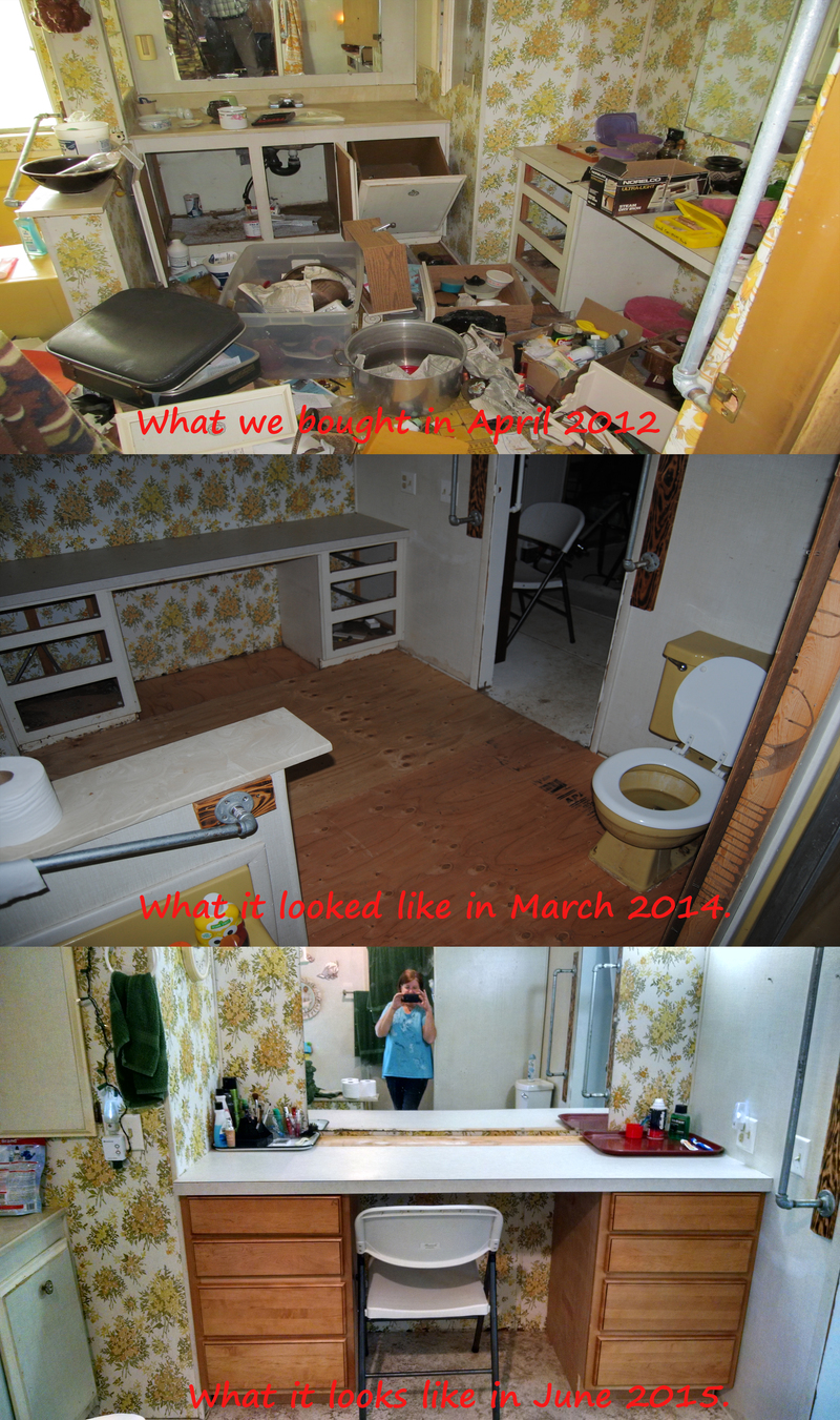 Progression of replacing the Master Bathroom cabinets. It is still a work in progress. :-)