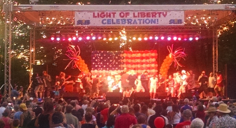 Chubby Checkers Live on stage at the Light of Liberty Celebration in Springfield, Oregon. Shaun Parry is on the right in the white hat.