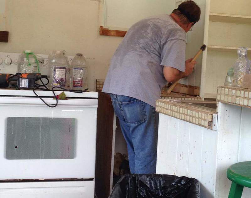 Meanwhile back in Laie, the kitchen is being demolished and replaced.