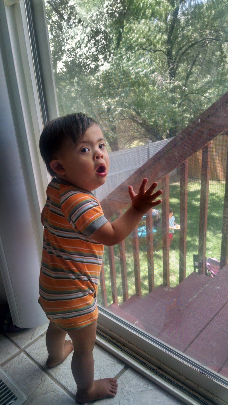 Calvin and Austin both liked looking out the window and banging on it. :-)