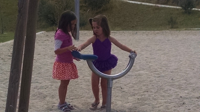 Adele and Emily had fun exploring and playing together.