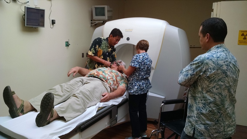 They had to lower my head slowly and carefully because the frame had to exactly match the machine.