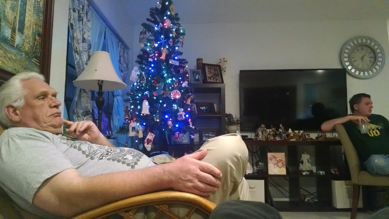 Sitting and talking at Jim and Cindy's house.