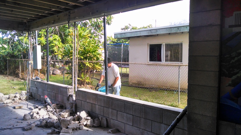 Matt Long removing the south pillars.