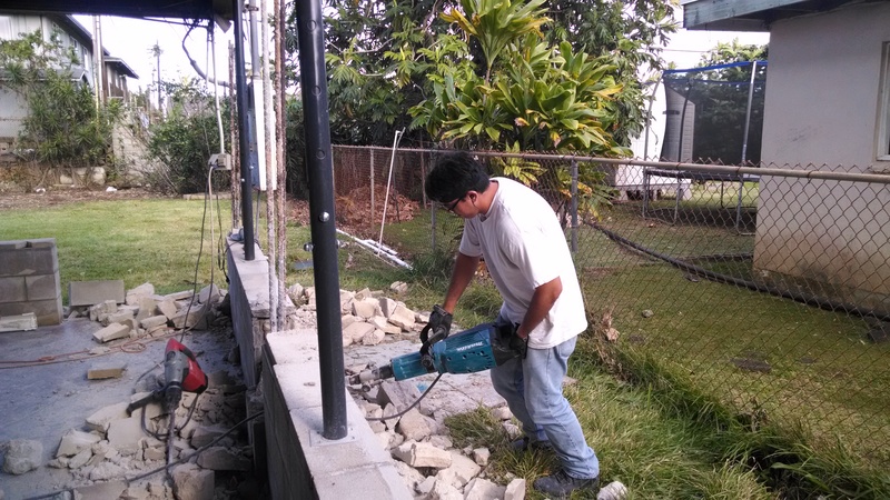 Matt Long removing the south pillars.