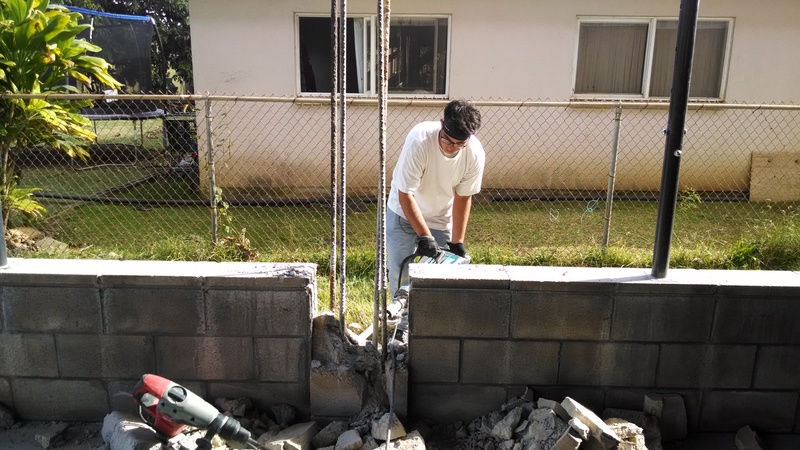 Matt Long removing the south pillars.