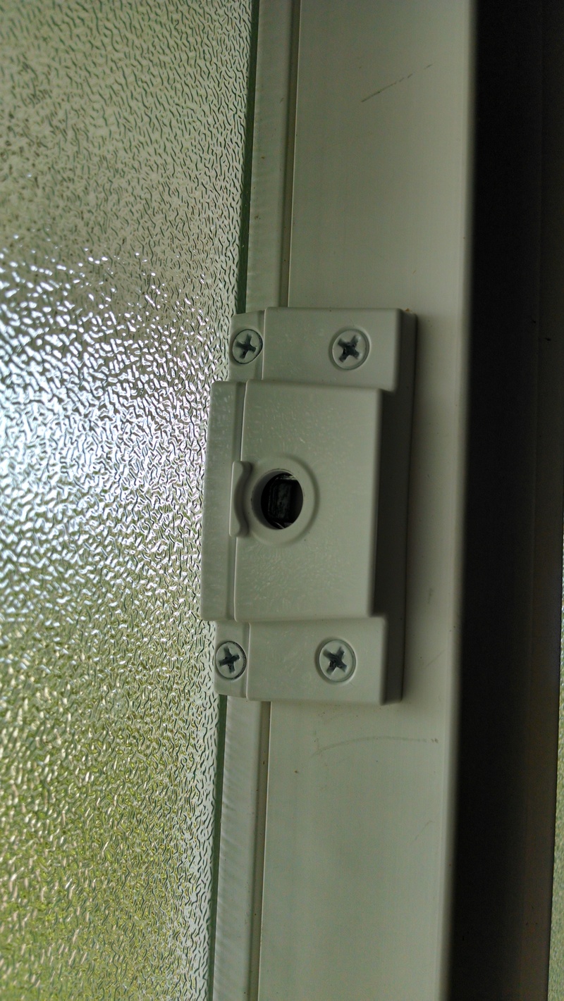 The Master Bathroom window came without a latch. Oops. Fortunately since I had sent the contractor a picture, the store just gave him a new part while he was at the store.