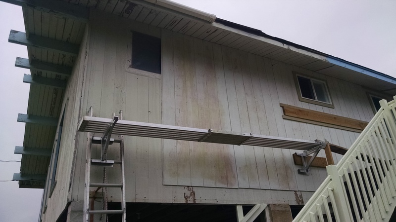 The windows are waiting to be installed. The road was closed to Laie on both sides so the contractor couldn't get to Laie. He tried for four hours.