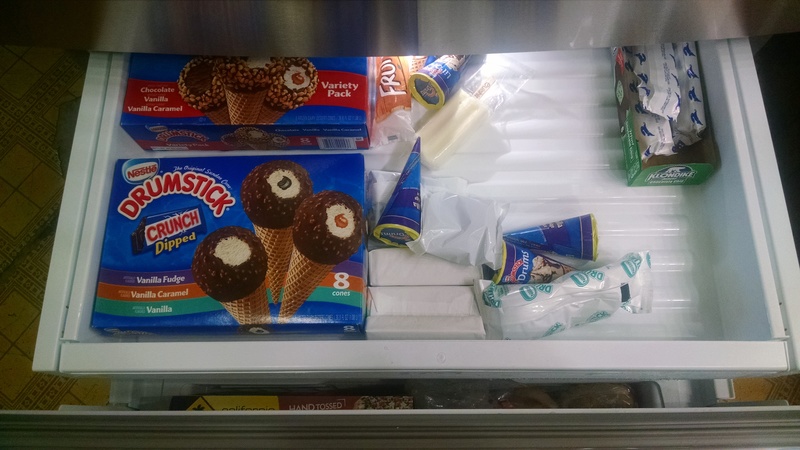 Top Freezer slider drawer with food.