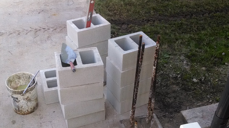 NW pillar. Blocks getting ready.