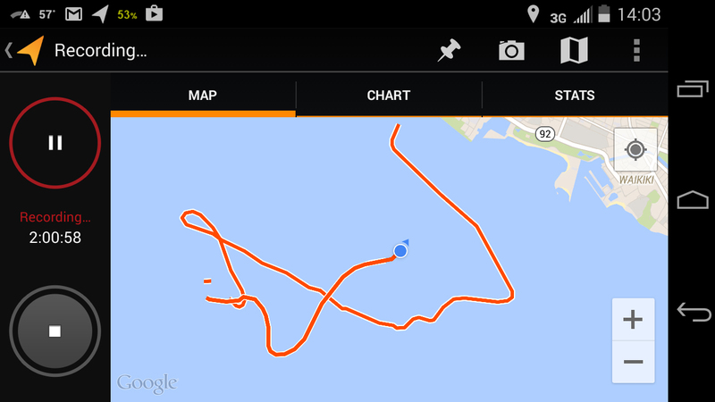 Here is the GPS track about 3/4 of the way through the trip. I was using the My Tracks app on my Android cell phone.