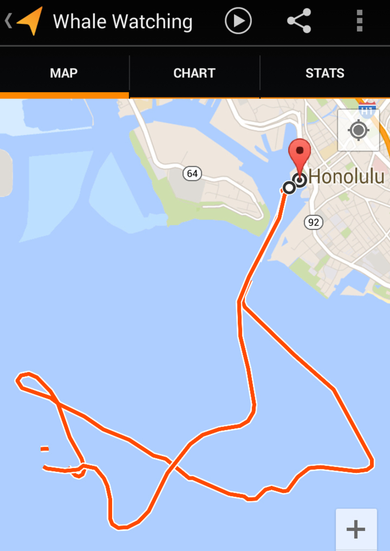 Here is our GPS track from the 2.5 hours. There are a few gaps where I must have had the GPS in my pocket or something. But we had a good time roaming back and forth.