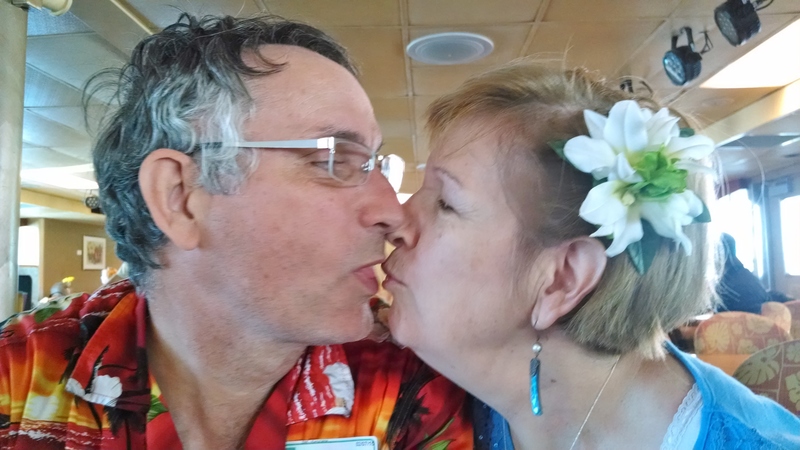 Jim and Cindy, celebrating their wedding anniversary soon. Lois goaded them into giving each other a kiss.