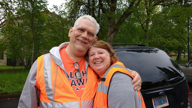 Don and Lois doing a roadway service project.