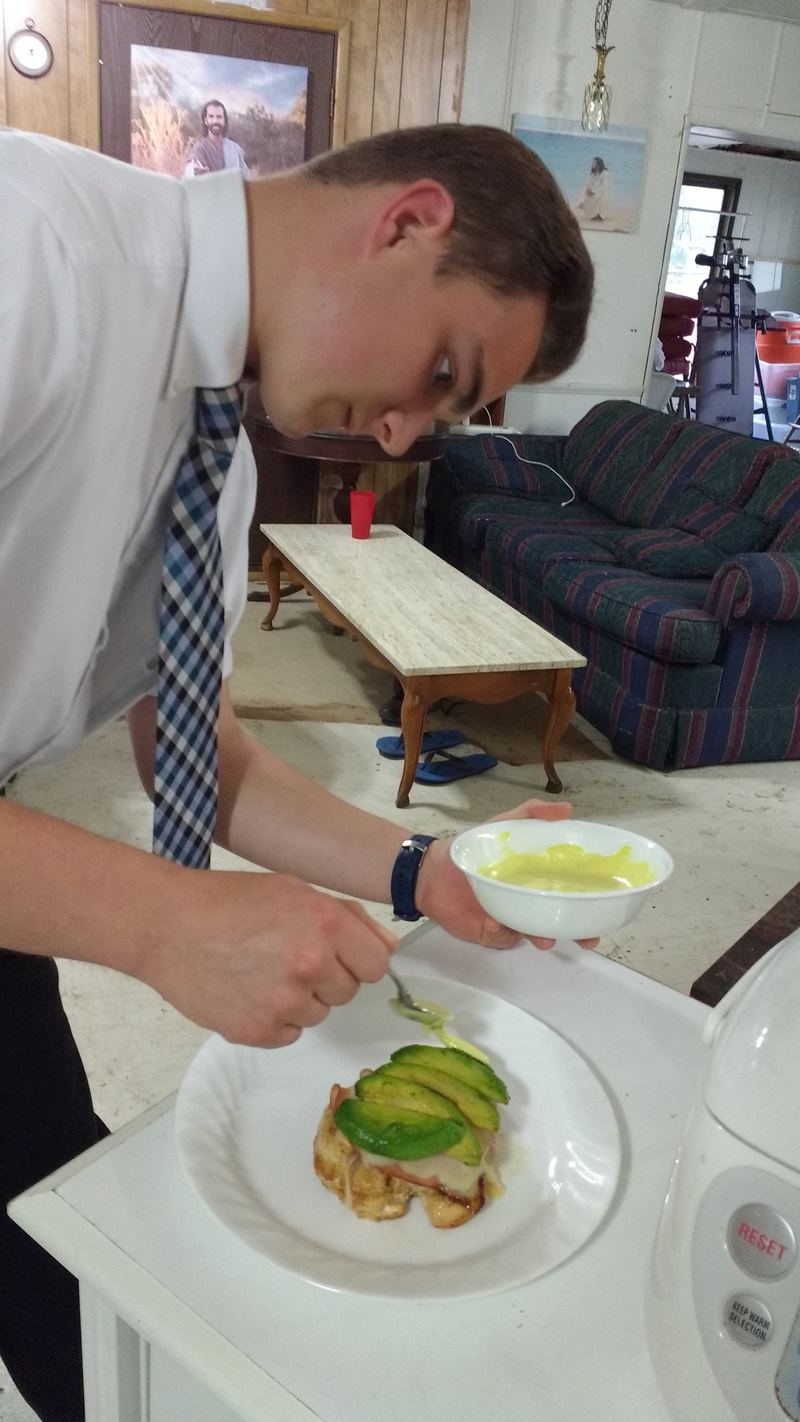 Elder Fernelius plating my food.