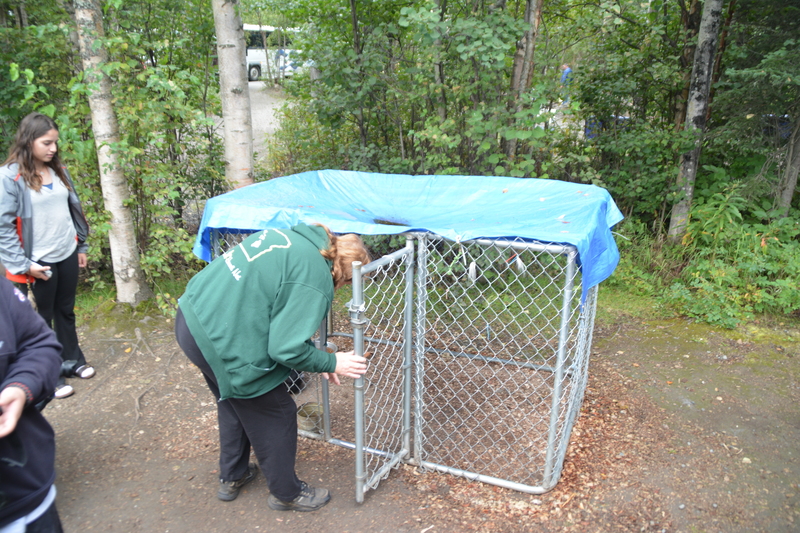 Lois looks inside the cage. What have we here?