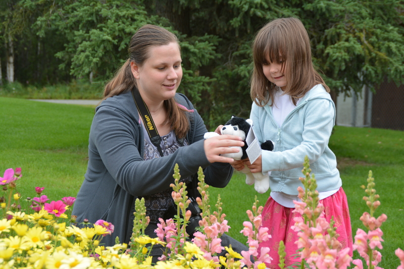 Emily and Stacia introduce Emily's new dog to the wonderful world of flowers.