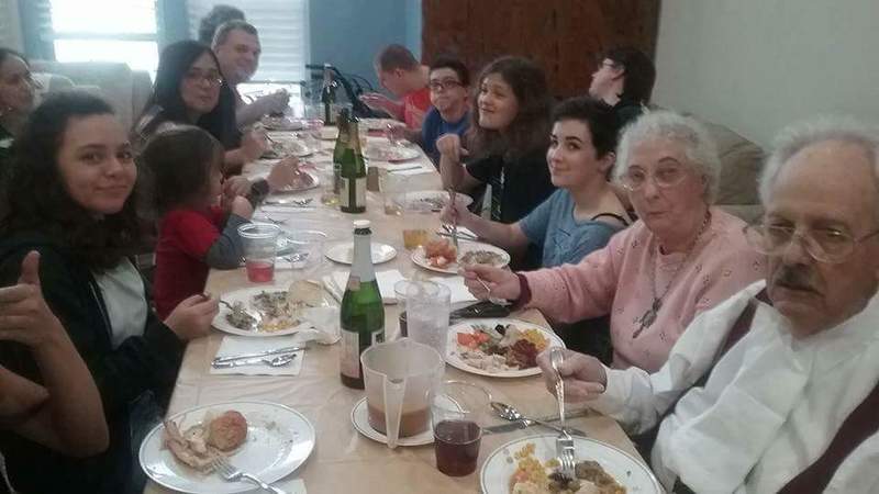 Part of the Thanksgiving crowd at Jim & Cindy's new home. Jean and Larry Colton on the right.