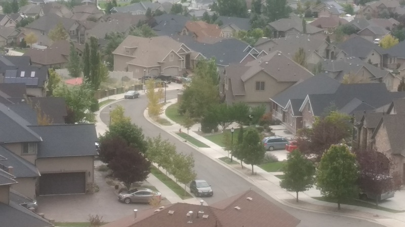 Ben's car is down in his ward's neighborhood, pictured about 1/3 in from the top and left.