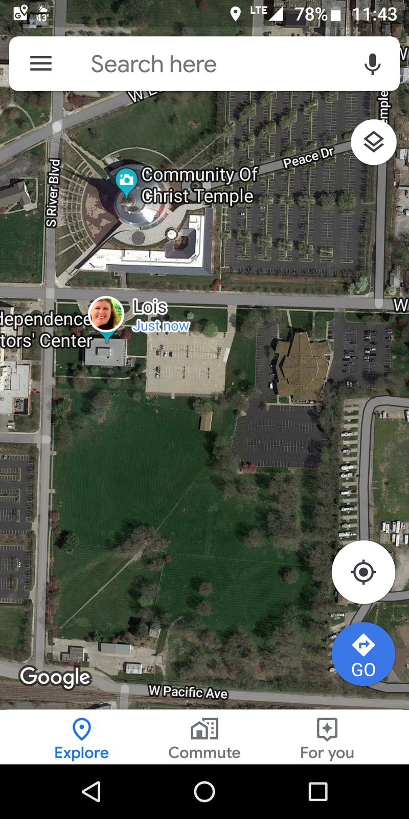 Spy Satellite photo of Lois at Independence.
