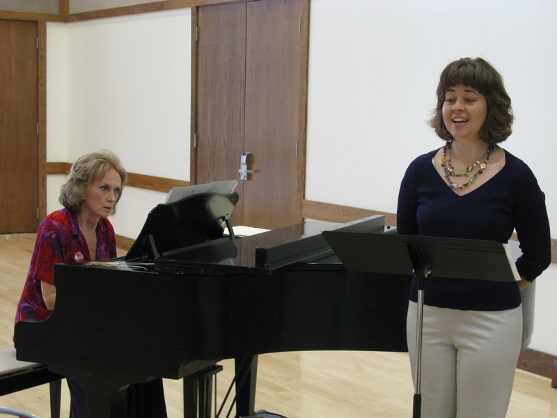 Lynne Hansen accompanied Jacquelyn Skaf while she sang "Born is the Light of the World"