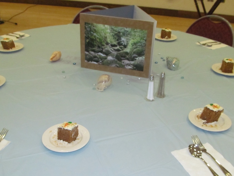 Each centerpiece had three pictures and were for sale.