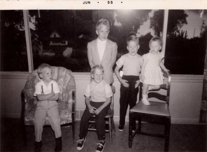 Owen Sundstrom, David Clayton, Ivan Sundstrom (standing), Dennis Clayton, and Lois Clayton