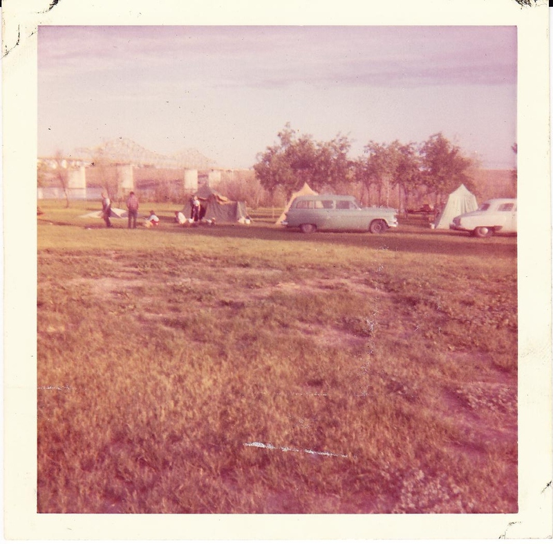 Girl Scouts Camping. We are SO FAR out in the sticks of Pasco that you can see a bridge in the background. :-)