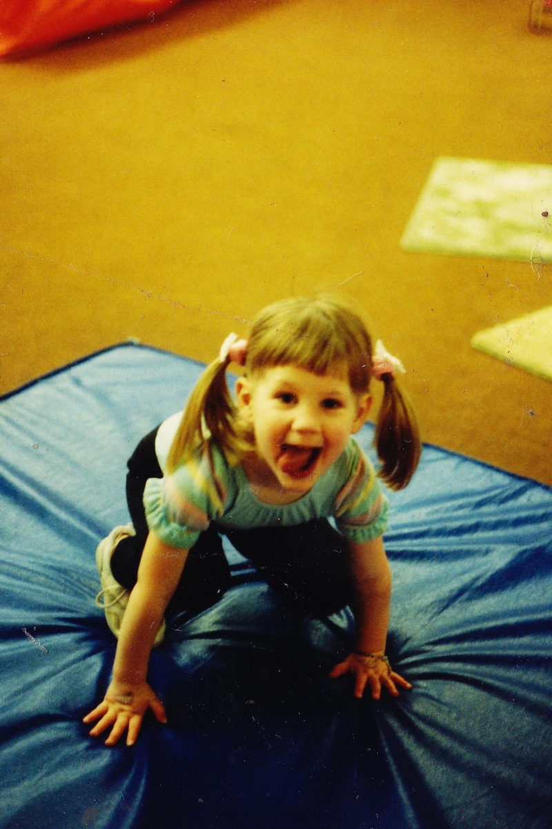 Stacia at gymnastics, probably 4 yrs.