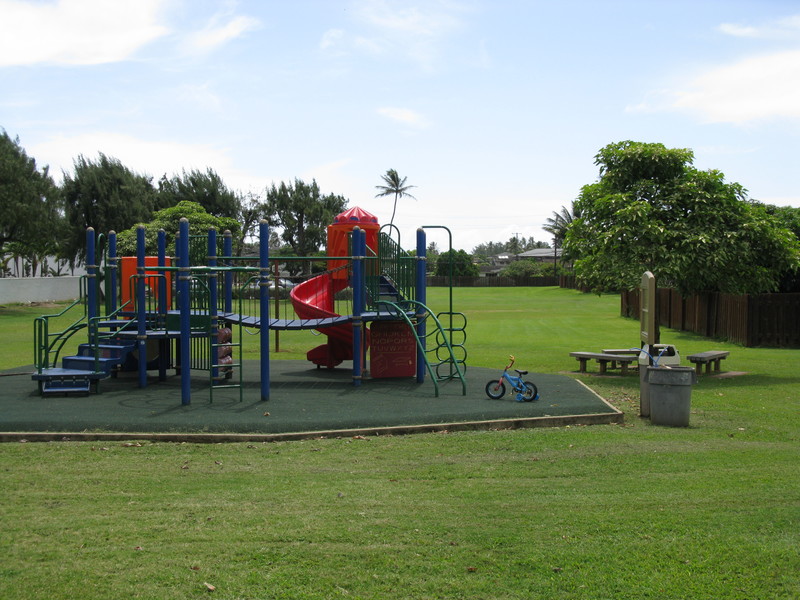 If you look carefully between the two main sections of the playground you can see my house in the background. :-) 2-story.