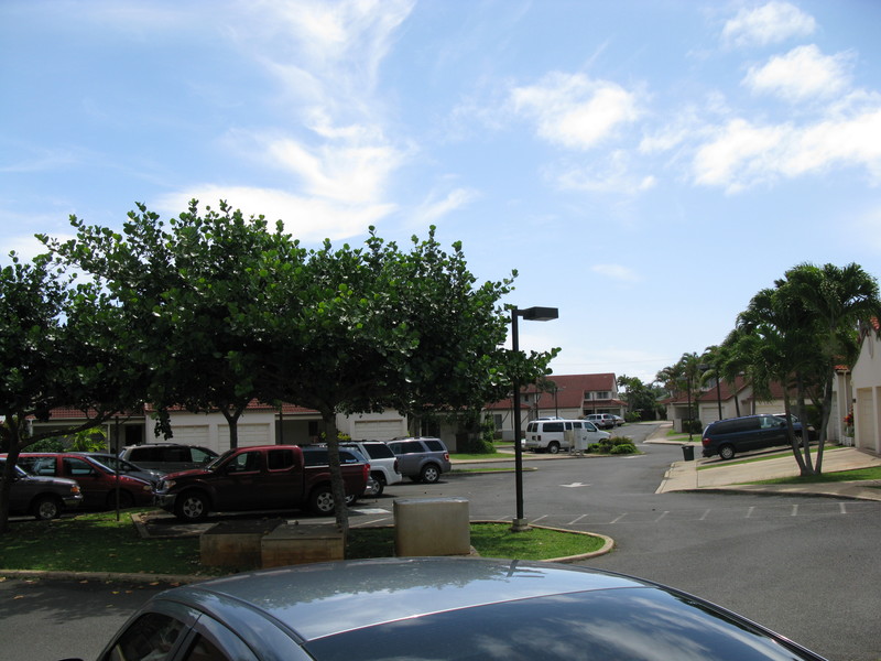 Culdesac with your driveway showing in front. Looking down towards Lee's.