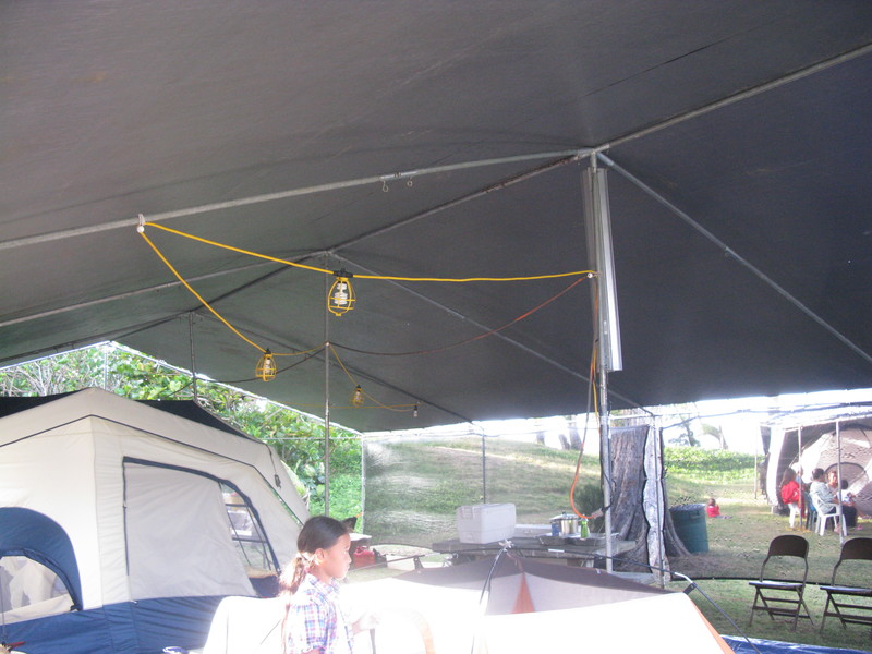 Notice the electric lights in camp. The campground does not have electricity for campers.