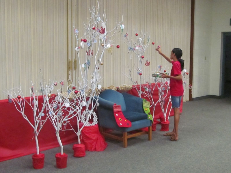 Getting ready for the Laie 6th Ward Christmas Party.