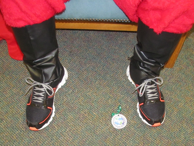 He was wearing practical running shoes.