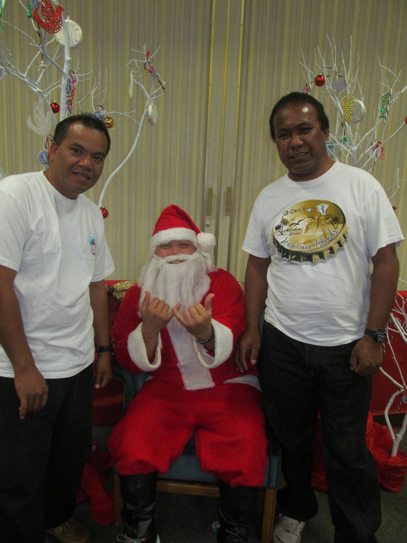 Santa and two of the Marshallese Brethern.