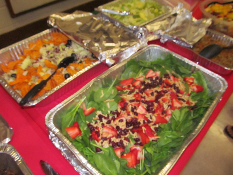 Sisters brought salads, rice, and green beans.