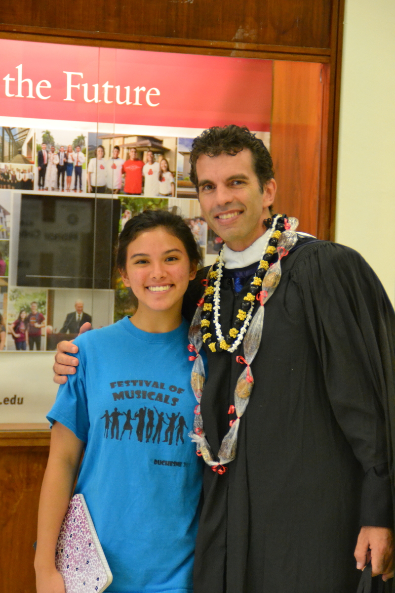 Reina Shumway and her teacher, Shaun Parry.