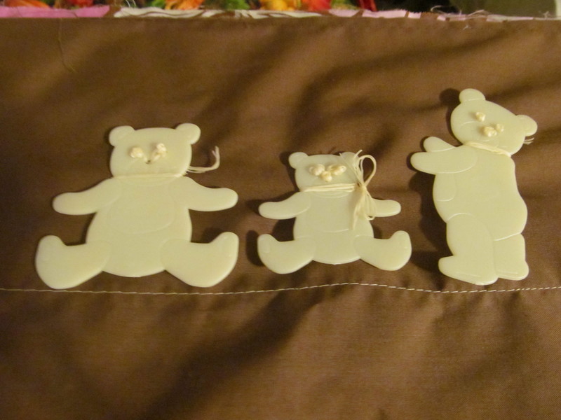 Closeup of the glow in the dark bears.