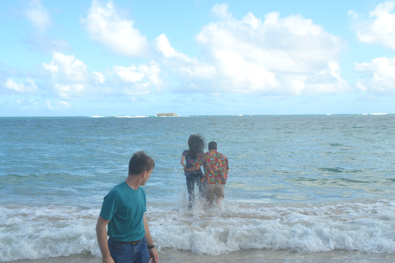 Troy, Andrea, Shaun, at Hukilau Beach